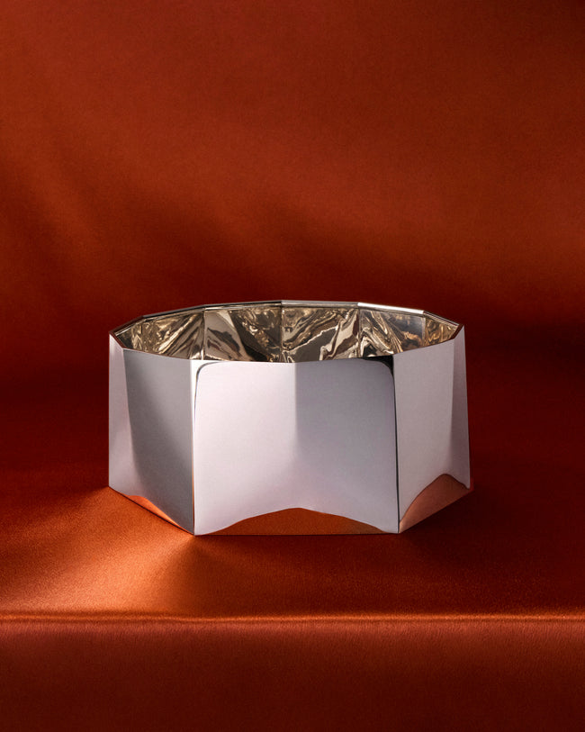 San Lorenzo - 1971 Afra and Tobia Scarpa Polygonal Sterling Silver Vase (9in/23.5cm) - Silver - ABASK