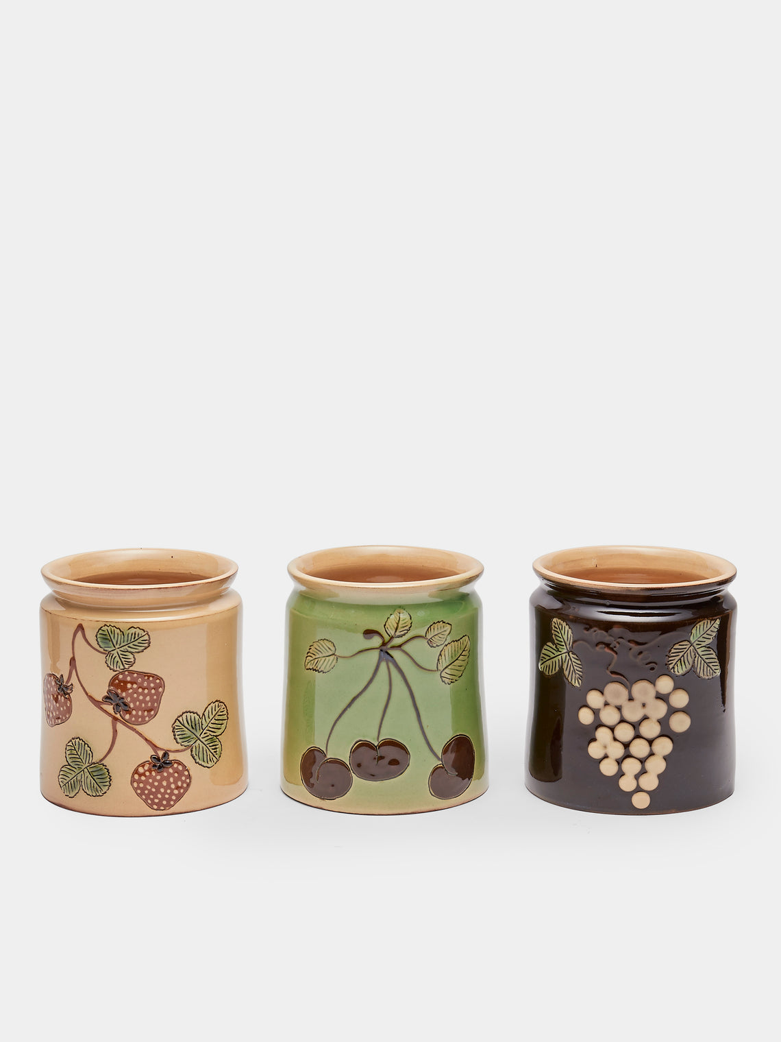 Poterie d’Évires - Fruits Hand-Painted Ceramic Confiture Pots (Set of 3) - Multiple - ABASK - 