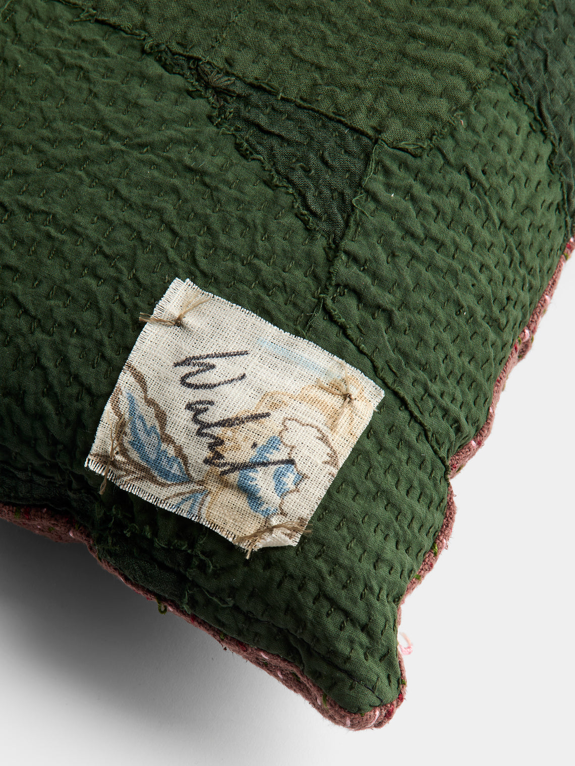 By Walid - 19th-Century Needlepoint Wool and Cotton Patchwork Cushion  (19.5in/50cm) - Multiple - ABASK