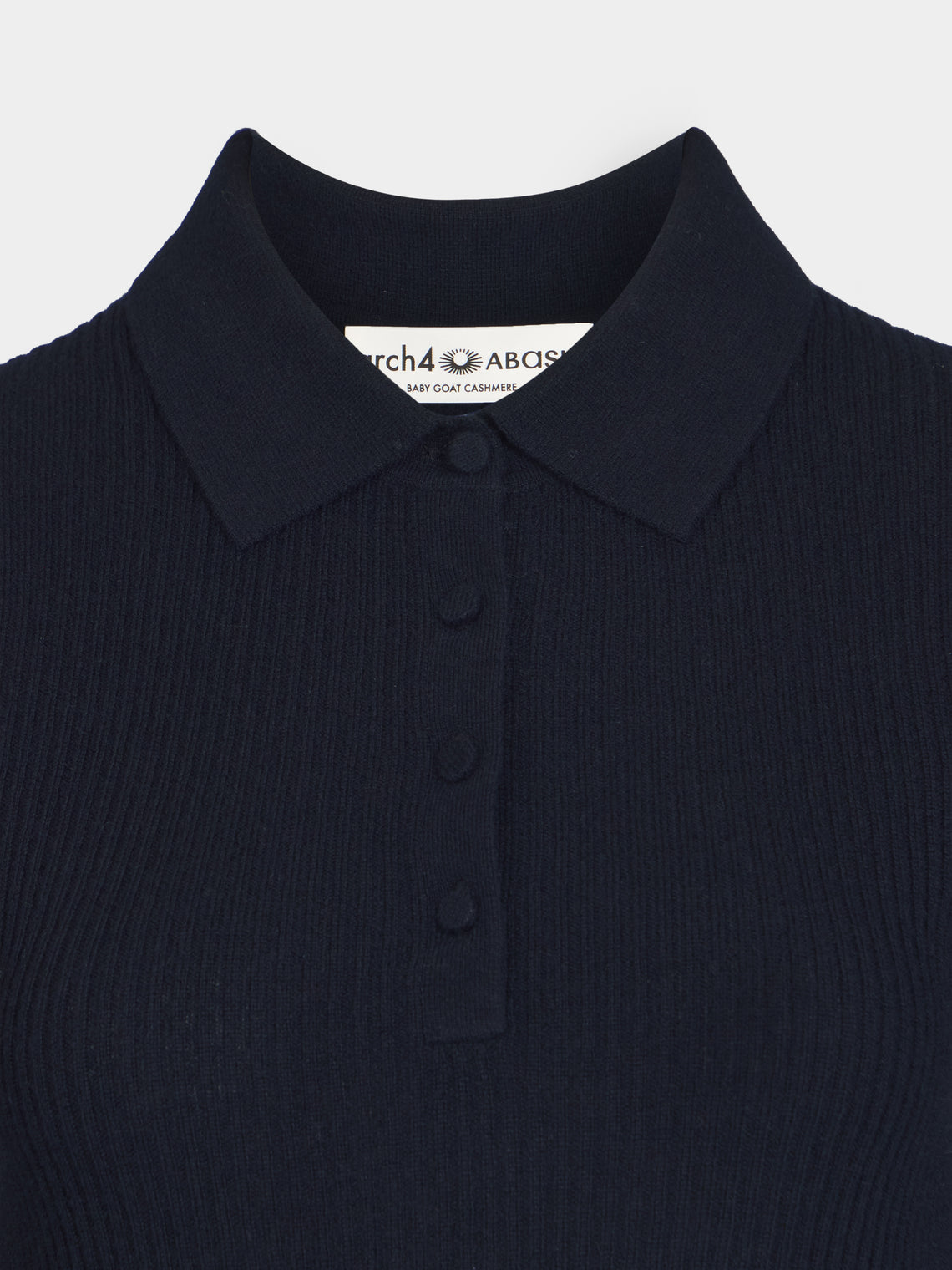 Arch4 - Nightingale Baby Goat Cashmere Long-Sleeved Polo Top | Size: S - Navy - ABASK
