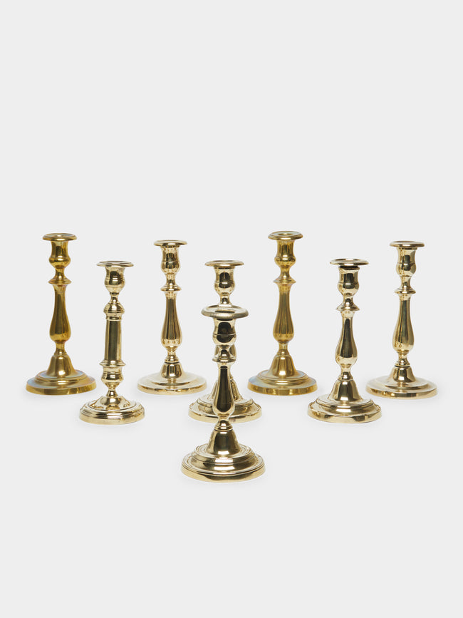 Antique and Vintage - 1850s Brass Tall Candlesticks (Set of 8) -  - ABASK - 