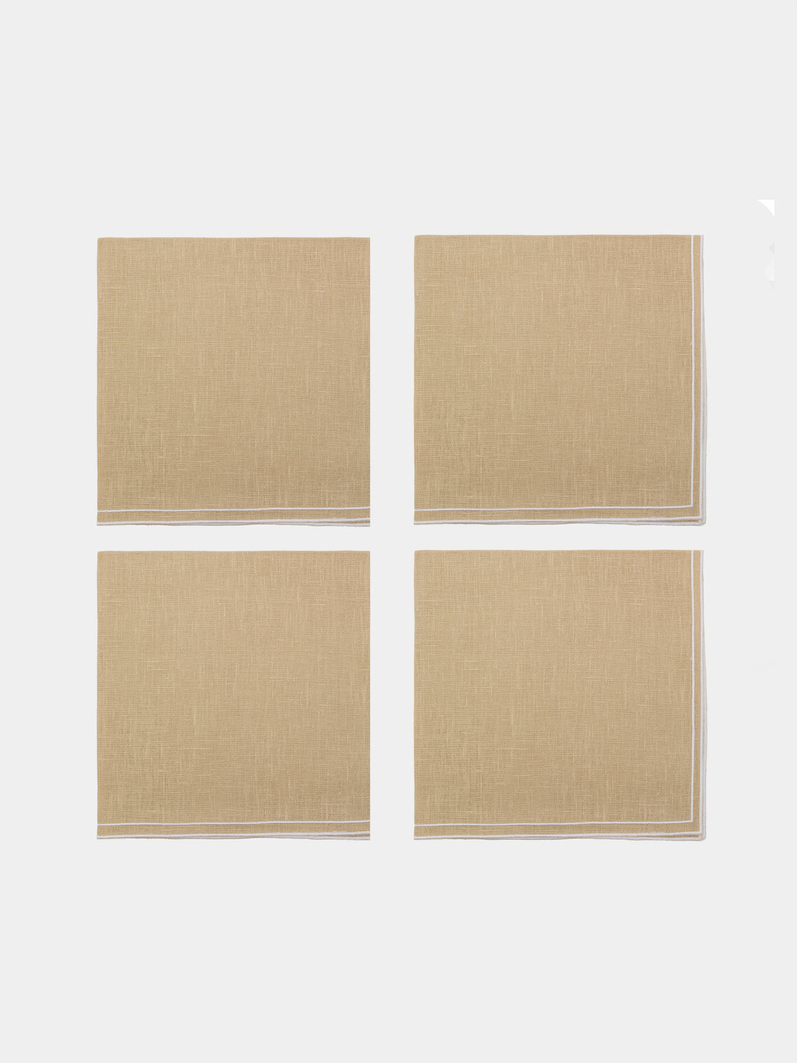 La Gallina Matta - D.Q Embroidered Linen Napkins (Set of 4) - Natural - ABASK - 