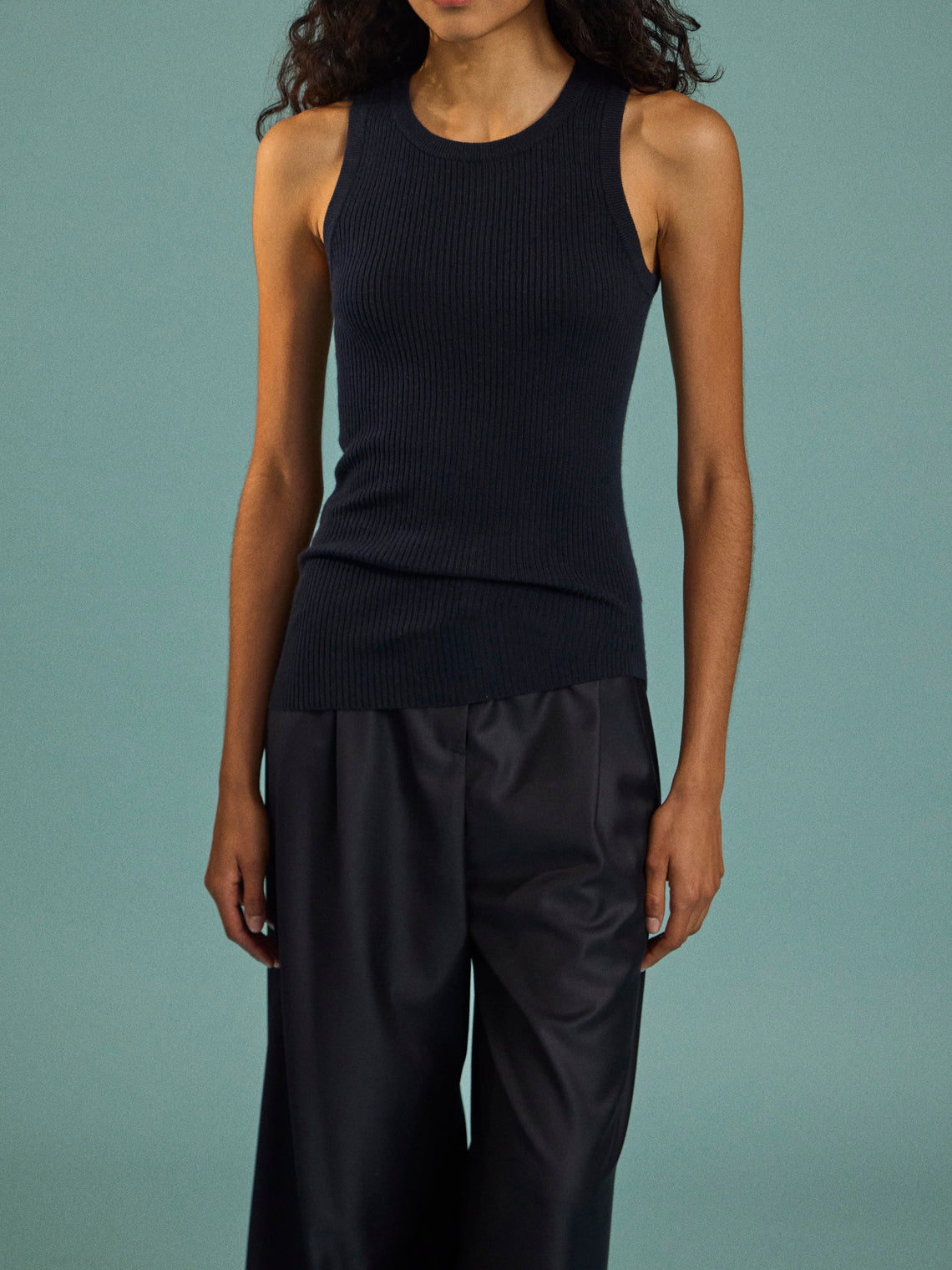 Arch4 - Manon Baby Goat Cashmere Tank Top | Size: S - Navy - ABASK