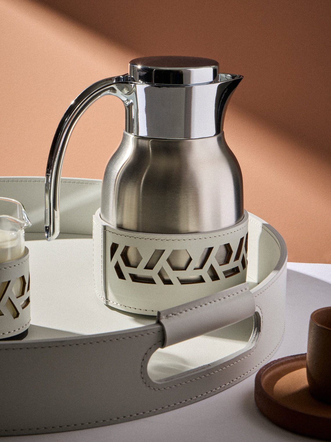 RUDI - Gemma Glass and Stainless Steel Carafe (20oz/0.6L) - White - ABASK