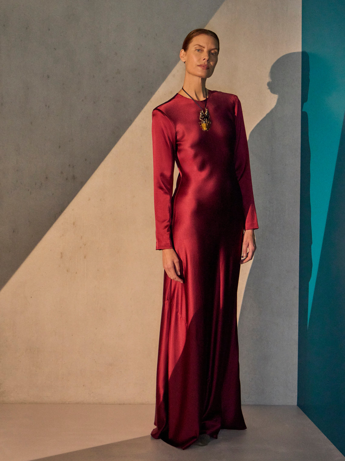 Heirlome - Ruth Silk Long Dress - Burgundy - ABASK