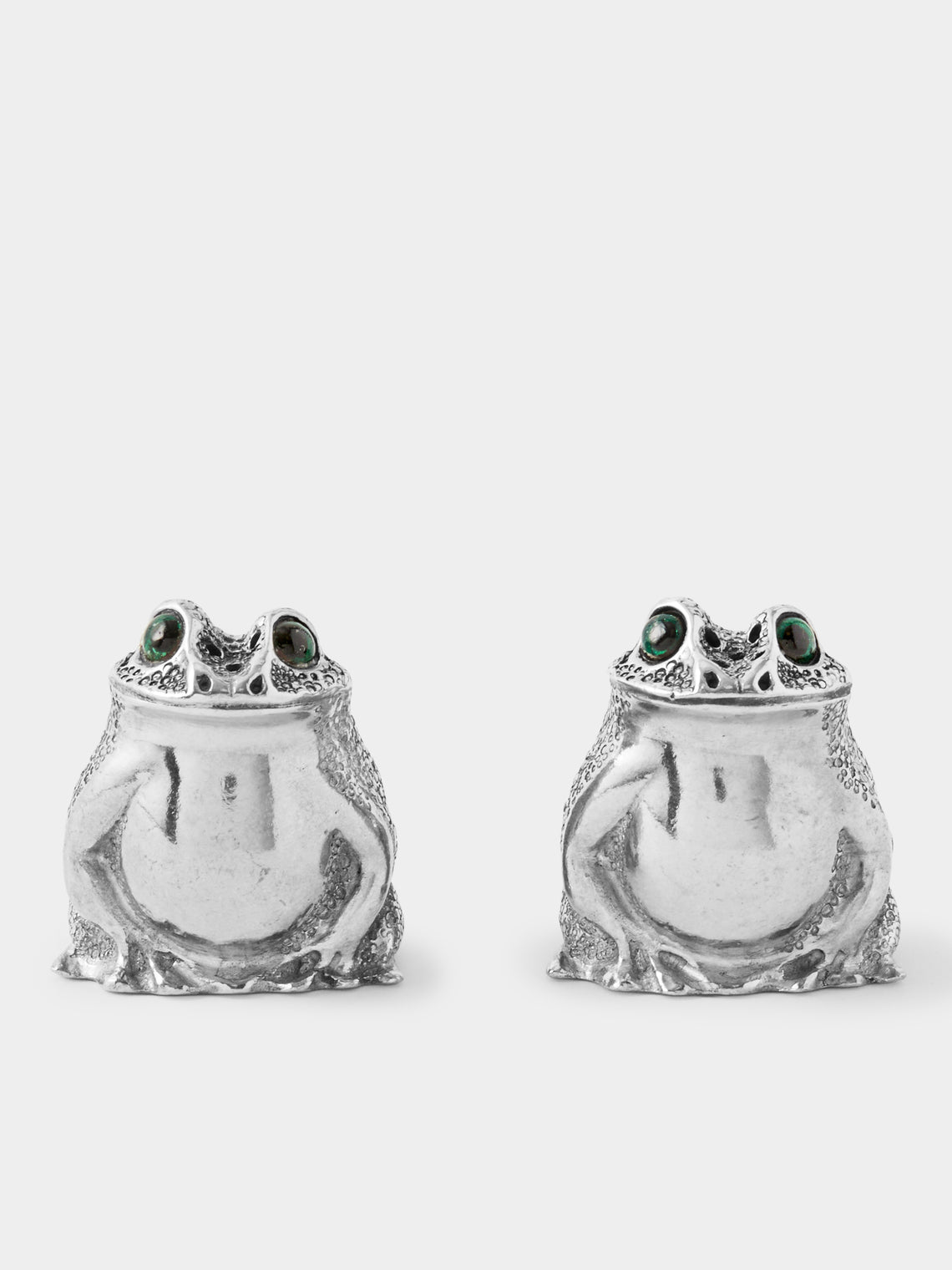 Au Bain Marie - | Set of 2 | Frog Pewter Salt and Pepper Shakers - Silver - ABASK - 