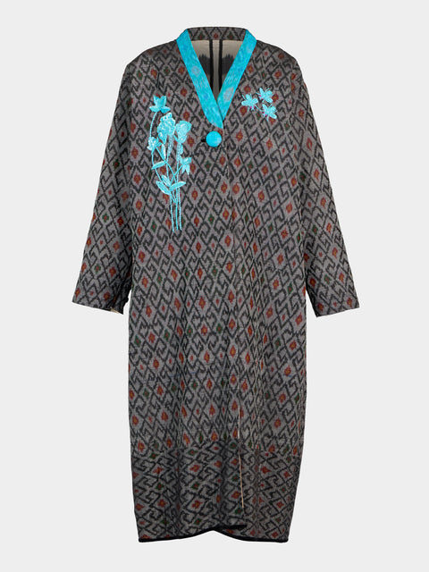 Nazzy Beglari - Hand-Loomed Ikat Cotton Reversible Chapan-Style Robe | One Size - Multiple - ABASK