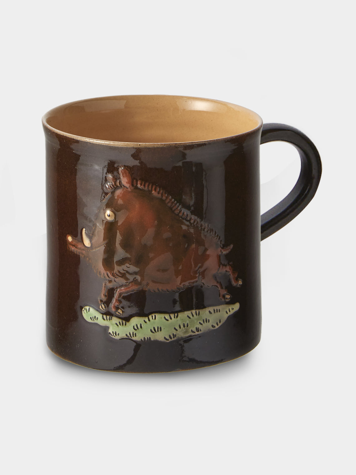 Poterie d’Évires - Animals Hand-Painted Ceramic Mugs (Set of 4) - Dark Brown - ABASK