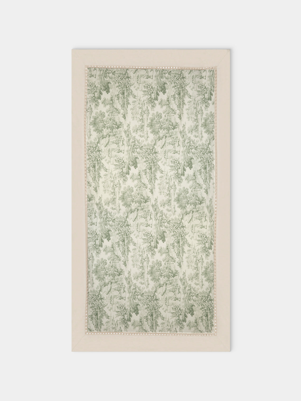 Borgo delle Tovaglie - Riviera Toile de Jouy Linen Extra Large Rectangular Tablecloth - Green - ABASK