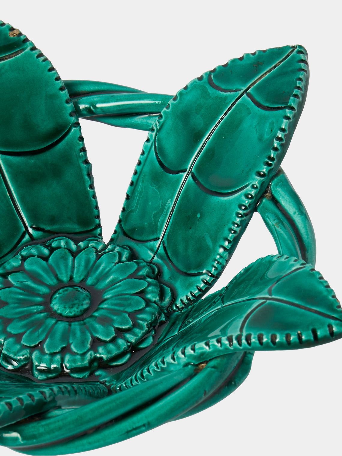 Antique and Vintage - 1950s Majolica Ceramic Leaf Bowl - Green - ABASK