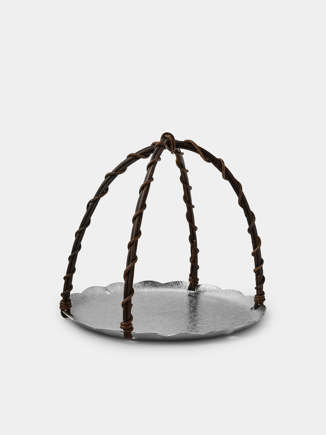 Seikado - Snowflake Pewter and Wisteria Vine Serving Plate (8in/21cm) - Silver - ABASK