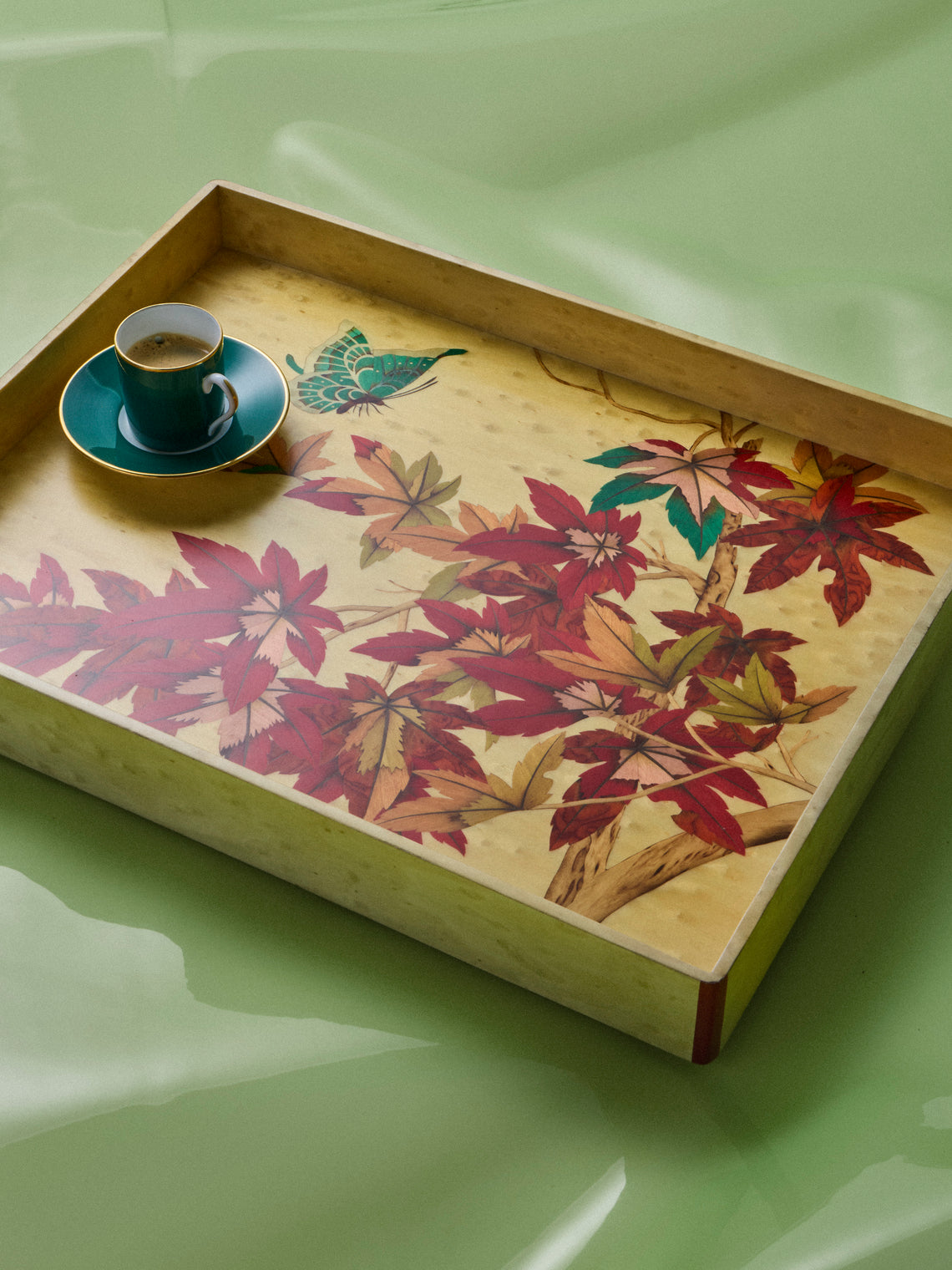 Silvia Furmanovich - Momiji Marquetry Wood Tray (17.5in/44.5cm) - Multiple - ABASK