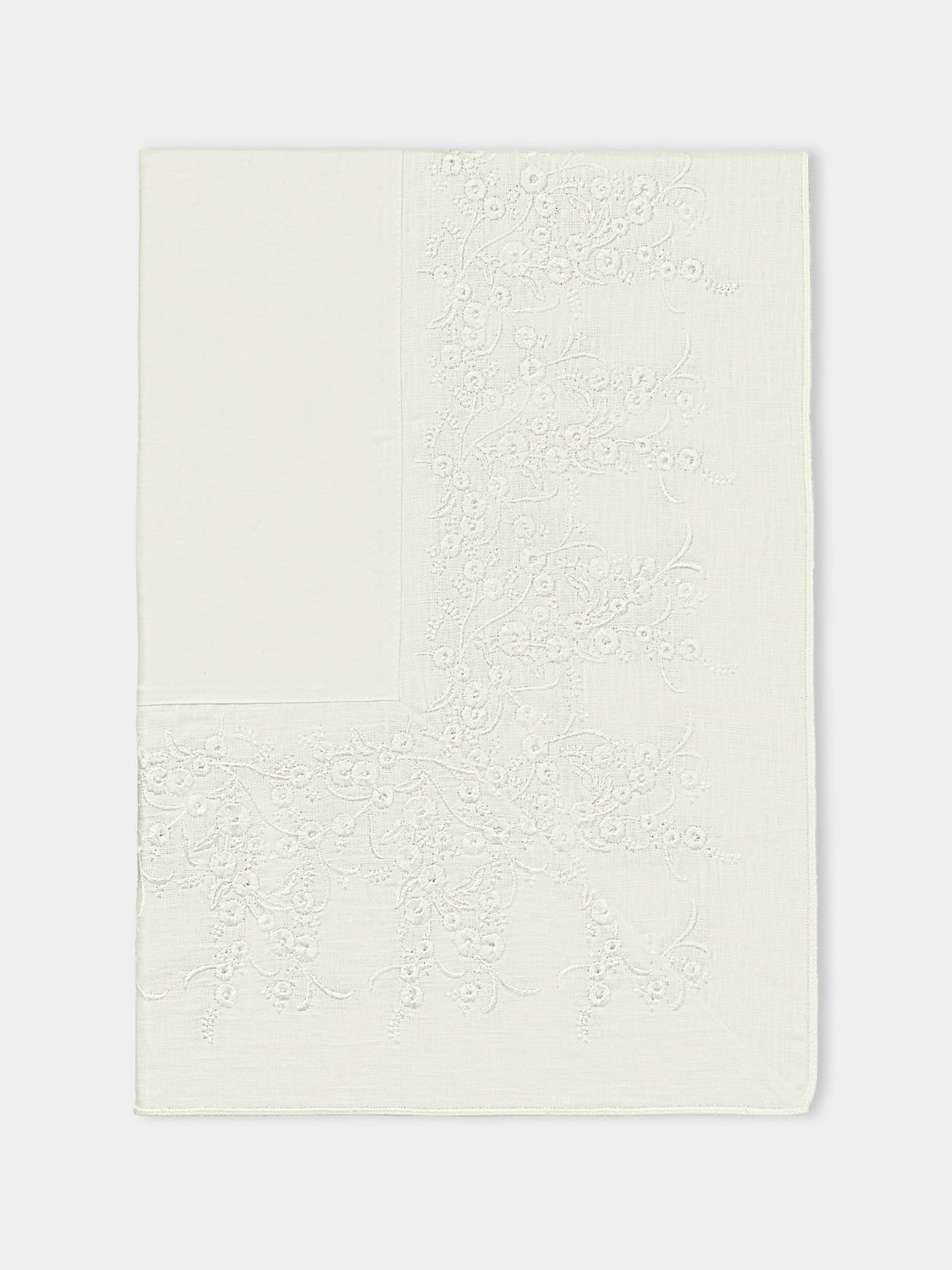 Borgo delle Tovaglie - Venaria Embroidered Linen Extra Large Rectangular Tablecloth - Ivory - ABASK - 