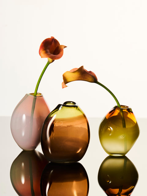 Michele Oberdieck - Hand-Blown Glass Vases – 4.5in/12cm (Set of 3) - Orange - ABASK
