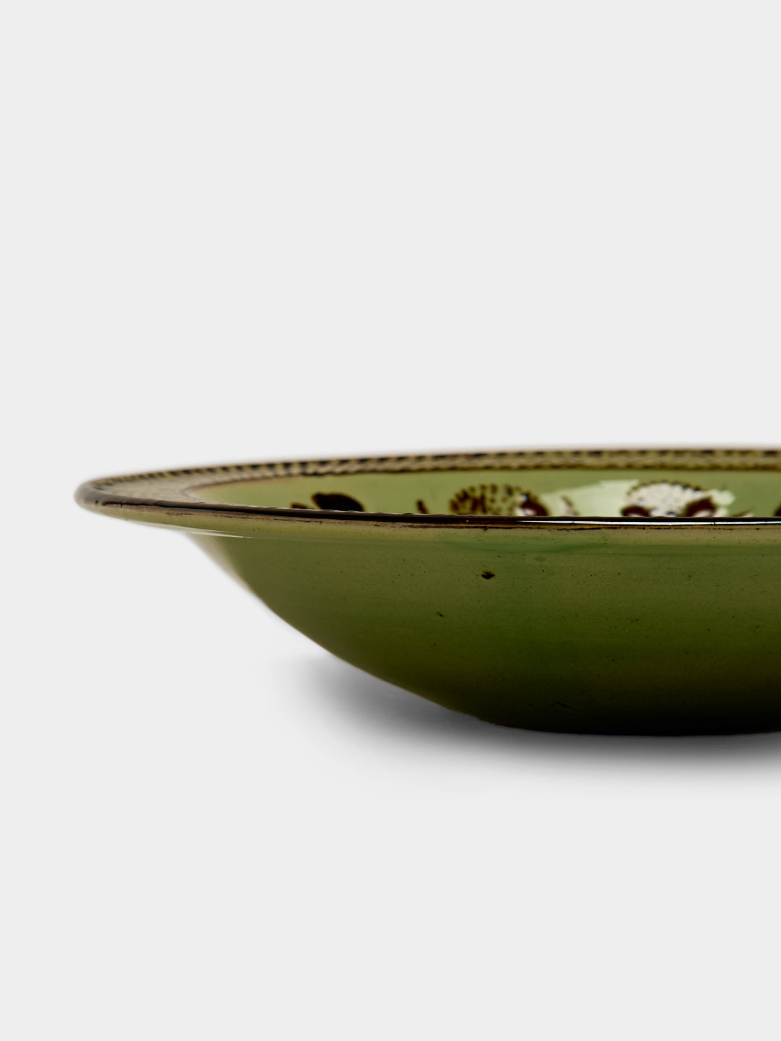 Poterie d’Évires - Flowers Hand-Painted Ceramic Serving Bowl - Green - ABASK