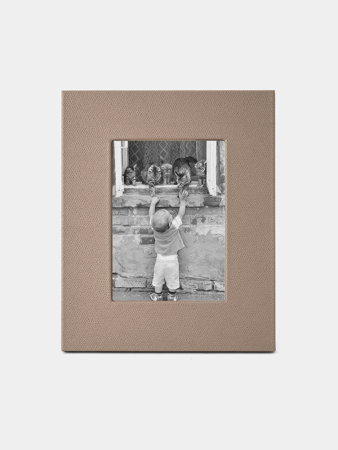 Pinetti - Leather Photo Frame (5x7”) - Taupe - ABASK
