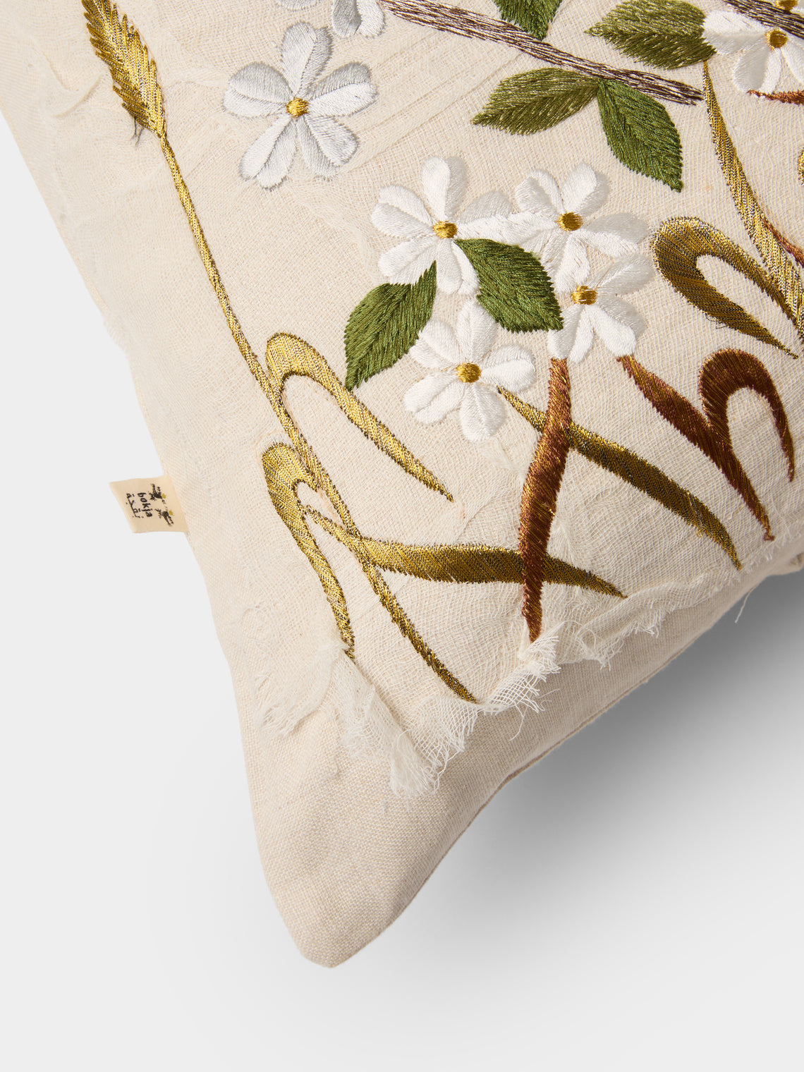 Bokja - Primavera Embroidered Linen Cushion (35.5in/90cm) - Multiple - ABASK