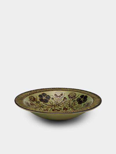Poterie d’Évires - Flowers Hand-Painted Ceramic Serving Bowl - Green - ABASK - 