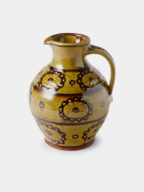 Fitch & McAndrew - Trail Flower Heads Slipware Jug - Green - ABASK - 