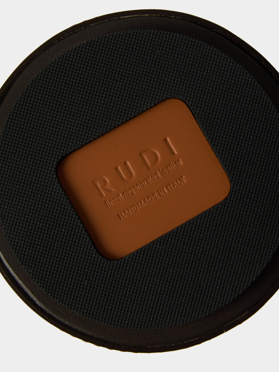 RUDI - | Set of 12 | Nautilus Leather Coasters with Holder - Yellow - ABASK