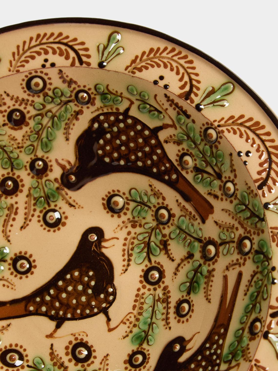 Poterie d’Évires - Birds Hand-Painted Ceramic Serving Bowl - Cream - ABASK