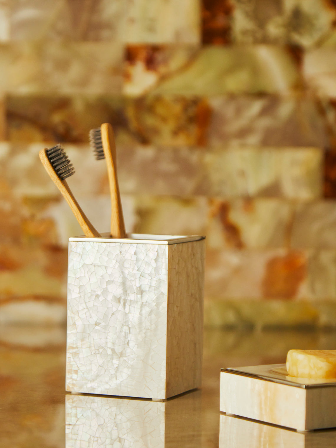 Sienna Mother-of-Pearl Toothbrush Holder