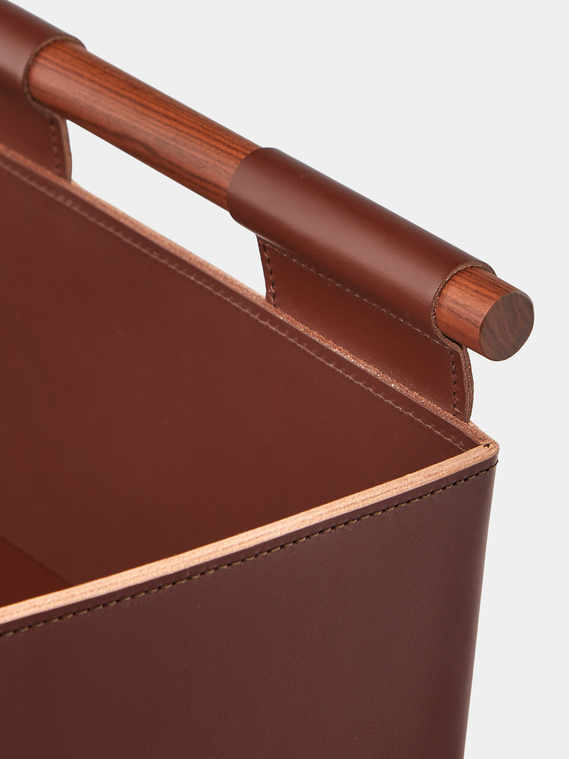 Rabitti 1969 - Beta Leather Rectangular Low Basket - Brown - ABASK