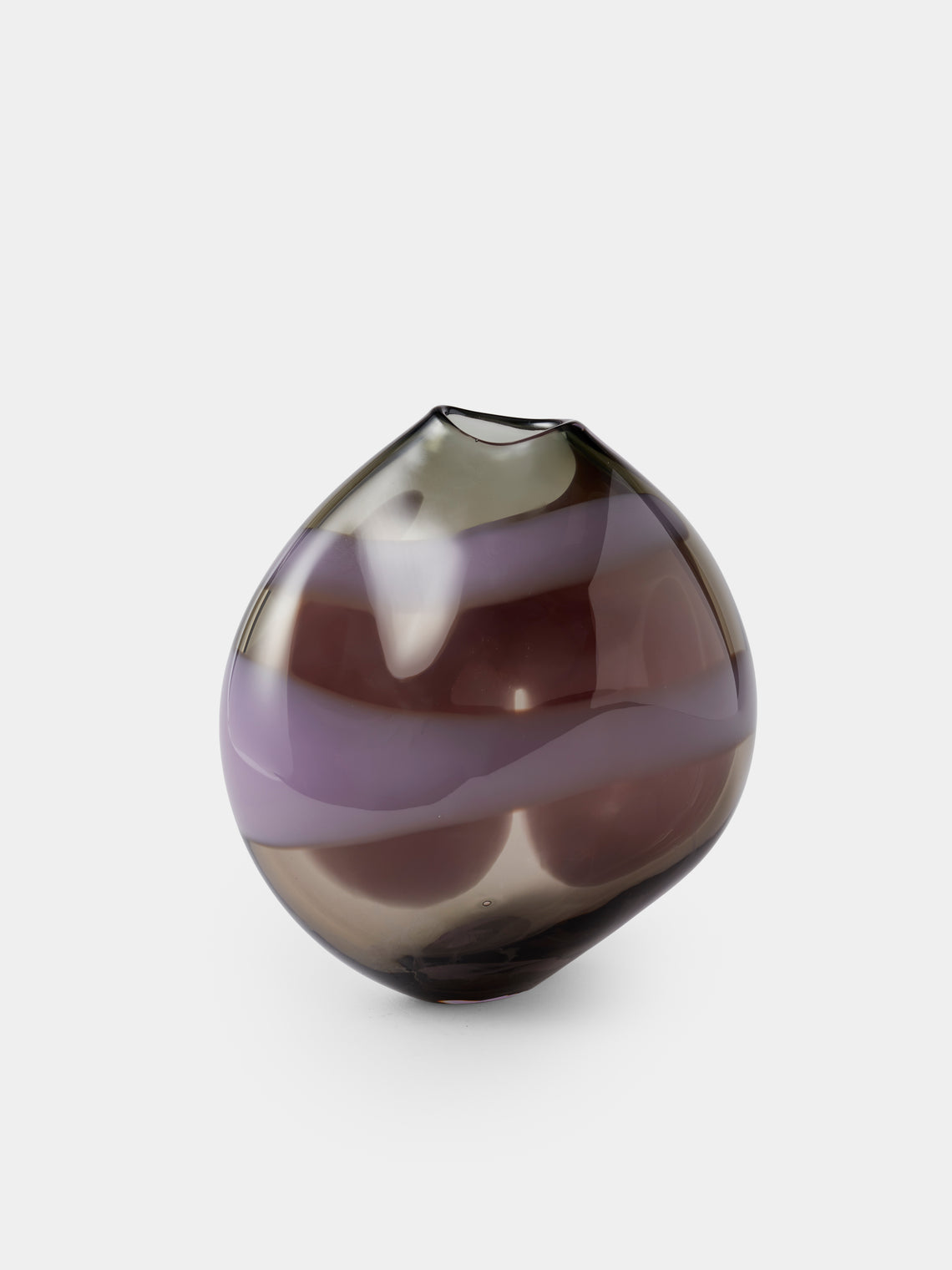 Michèle Oberdieck - Mauve Hand-Blown Glass Vase (9.5in/24cm) - Purple - ABASK - 