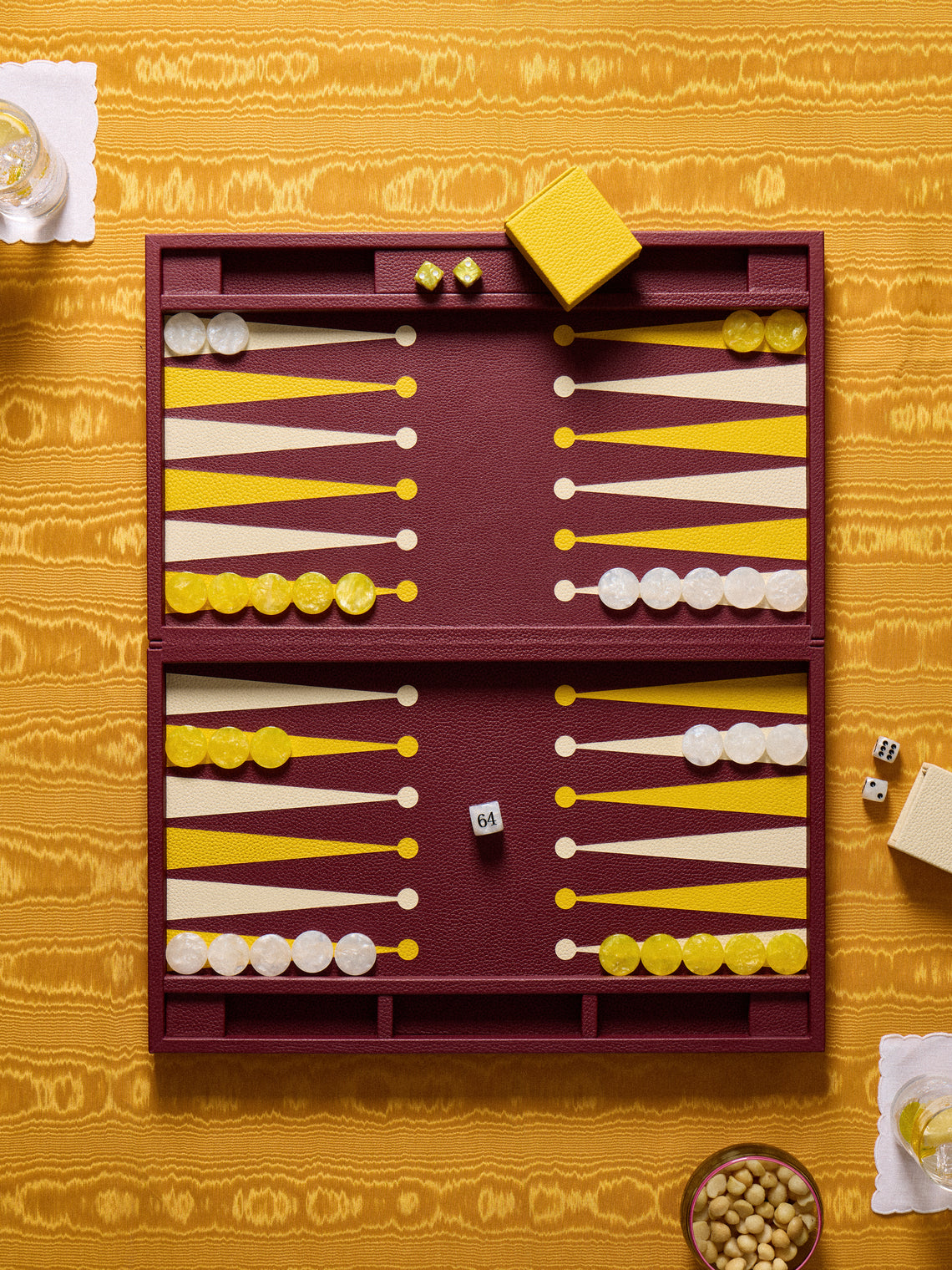Belotier - Leather Large Backgammon Set - Burgundy - ABASK