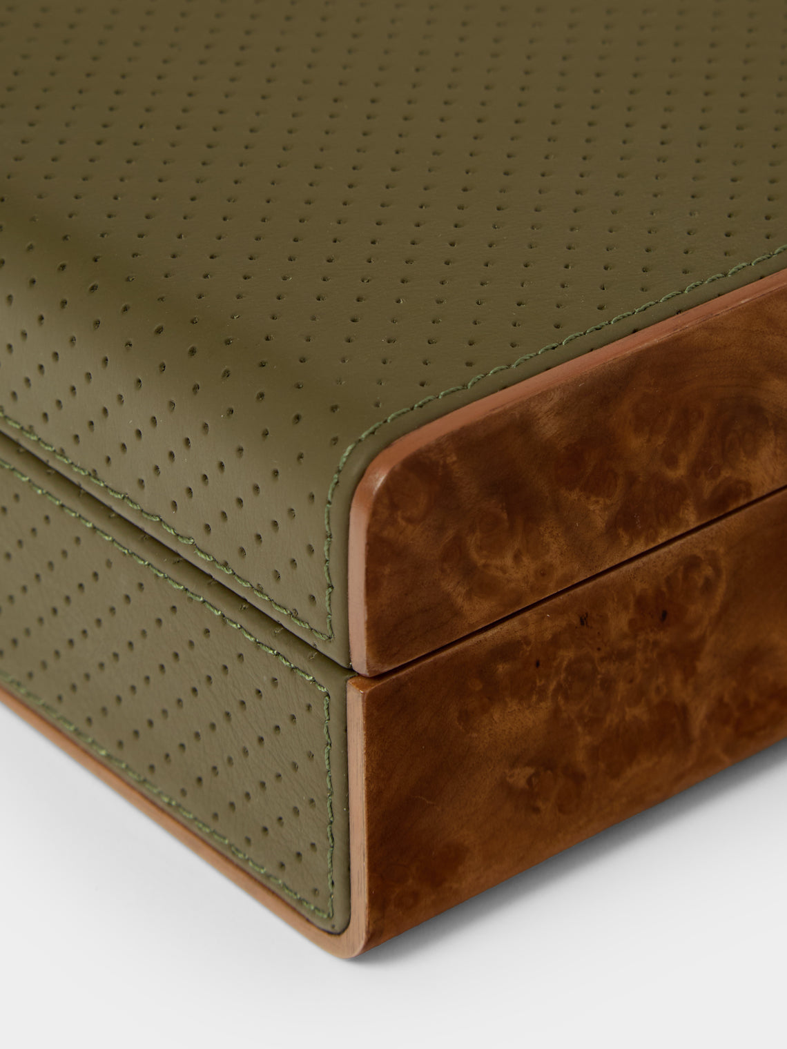 Linley - Faraday Walnut and Leather Box - Green - ABASK