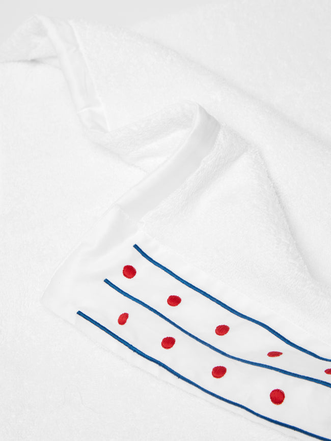 Loretta Caponi - Stripes & Dots Embroidered Cotton Bath Towel -  - ABASK