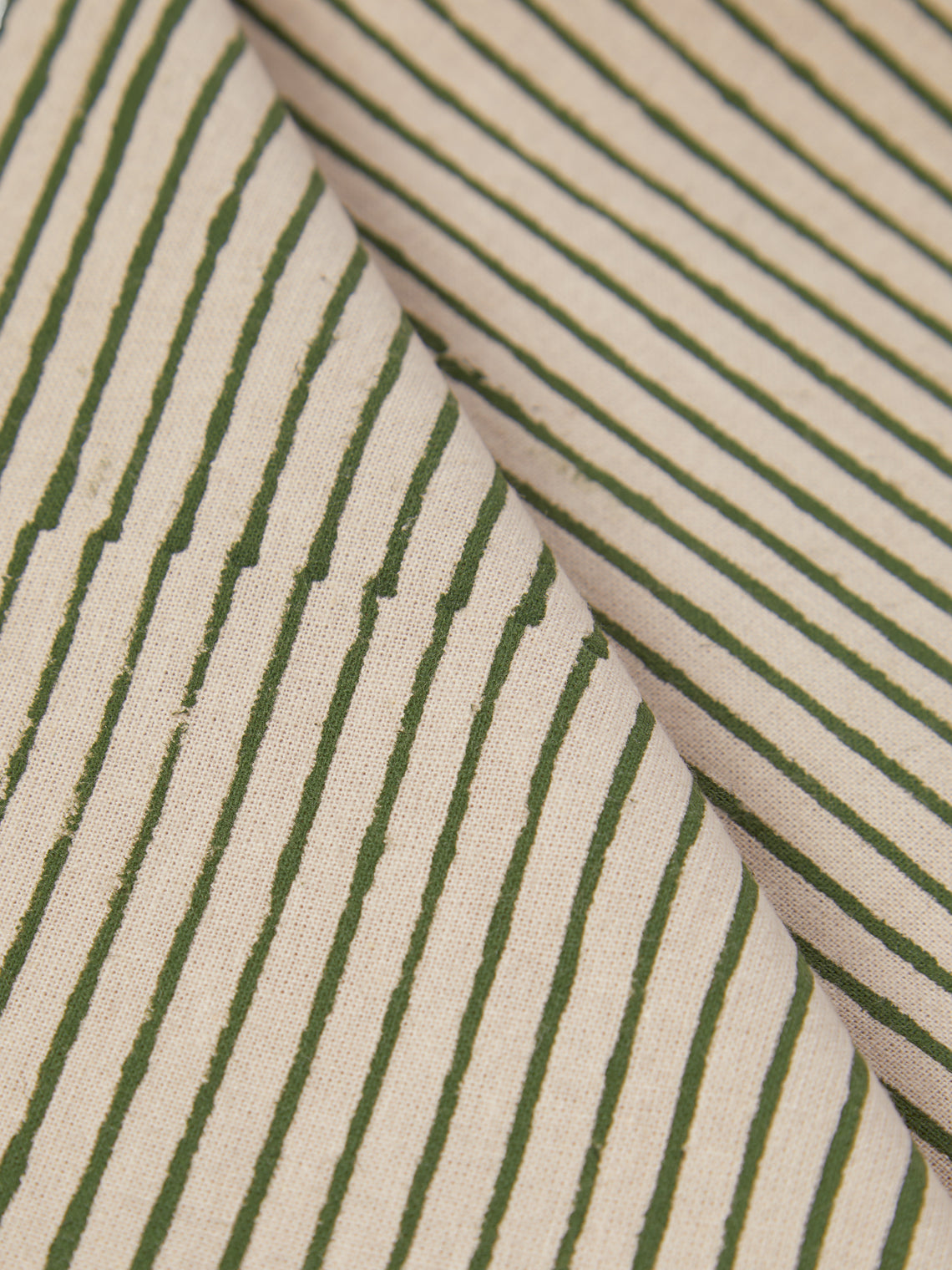 Chamois - | Set of 8 | Stripe Block-Printed Cotton Napkins - Green - ABASK