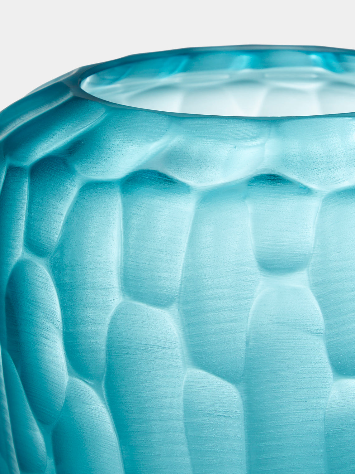 Micheluzzi Glass - Goccia Acqua Bamboo Hand-Blown Murano Glass Vase (9in/23cm) - Blue - ABASK