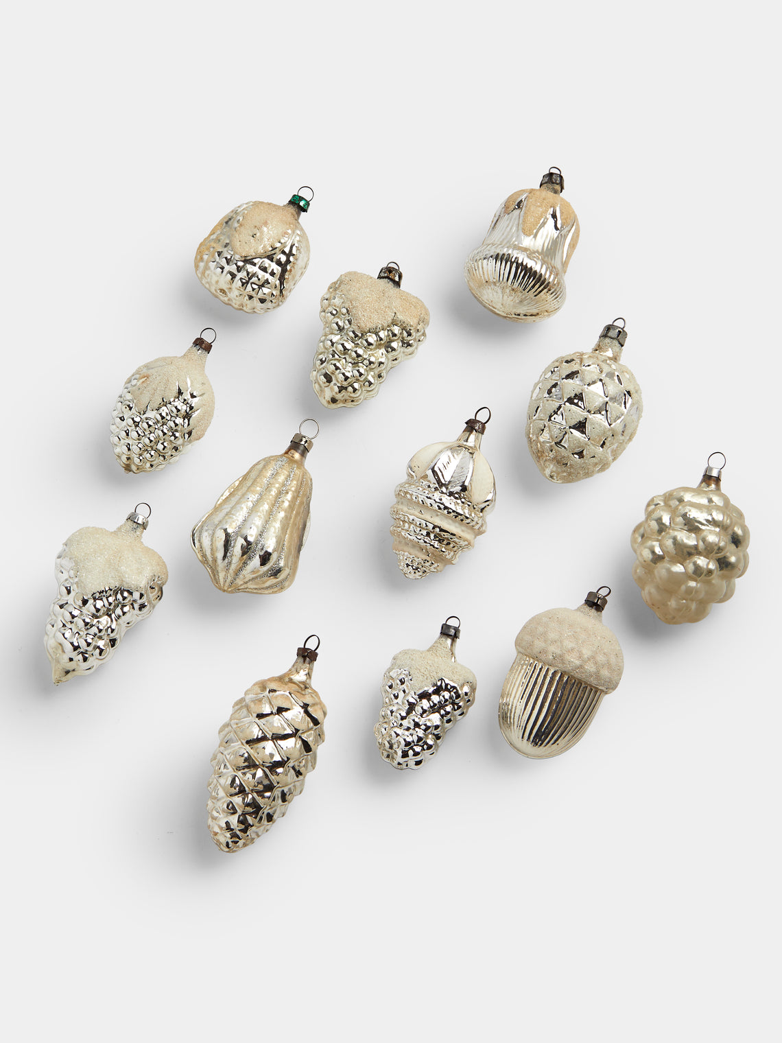 Antique and Vintage - Early-20th-Century Forest Glass Baubles (Set of 12) - Silver - ABASK