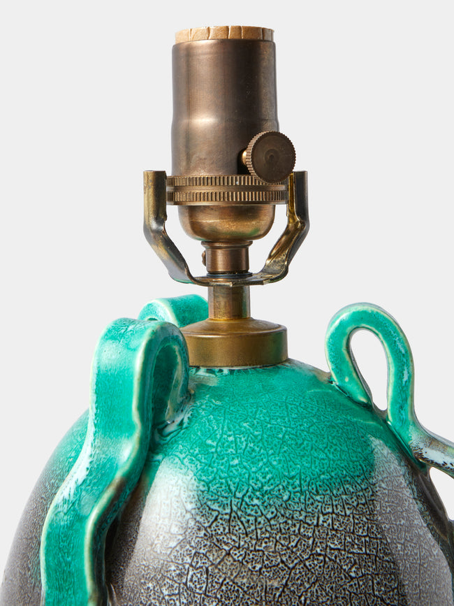 Antique and Vintage - Mid-Century Accolay Ceramic Table Lamp - Blue - ABASK