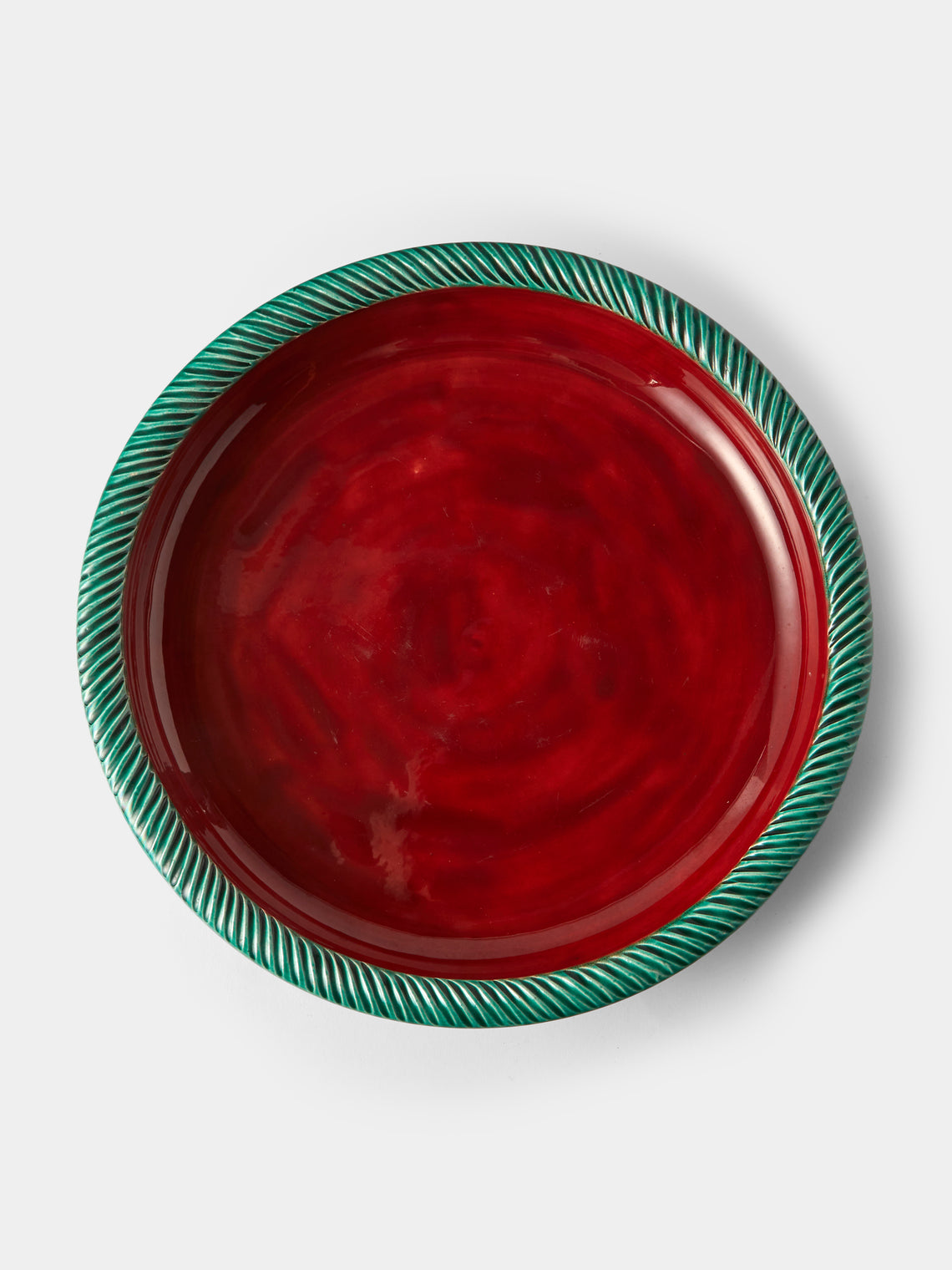 Antique and Vintage - 1950s Vallruis Ceramic Display Bowl - Green - ABASK - 