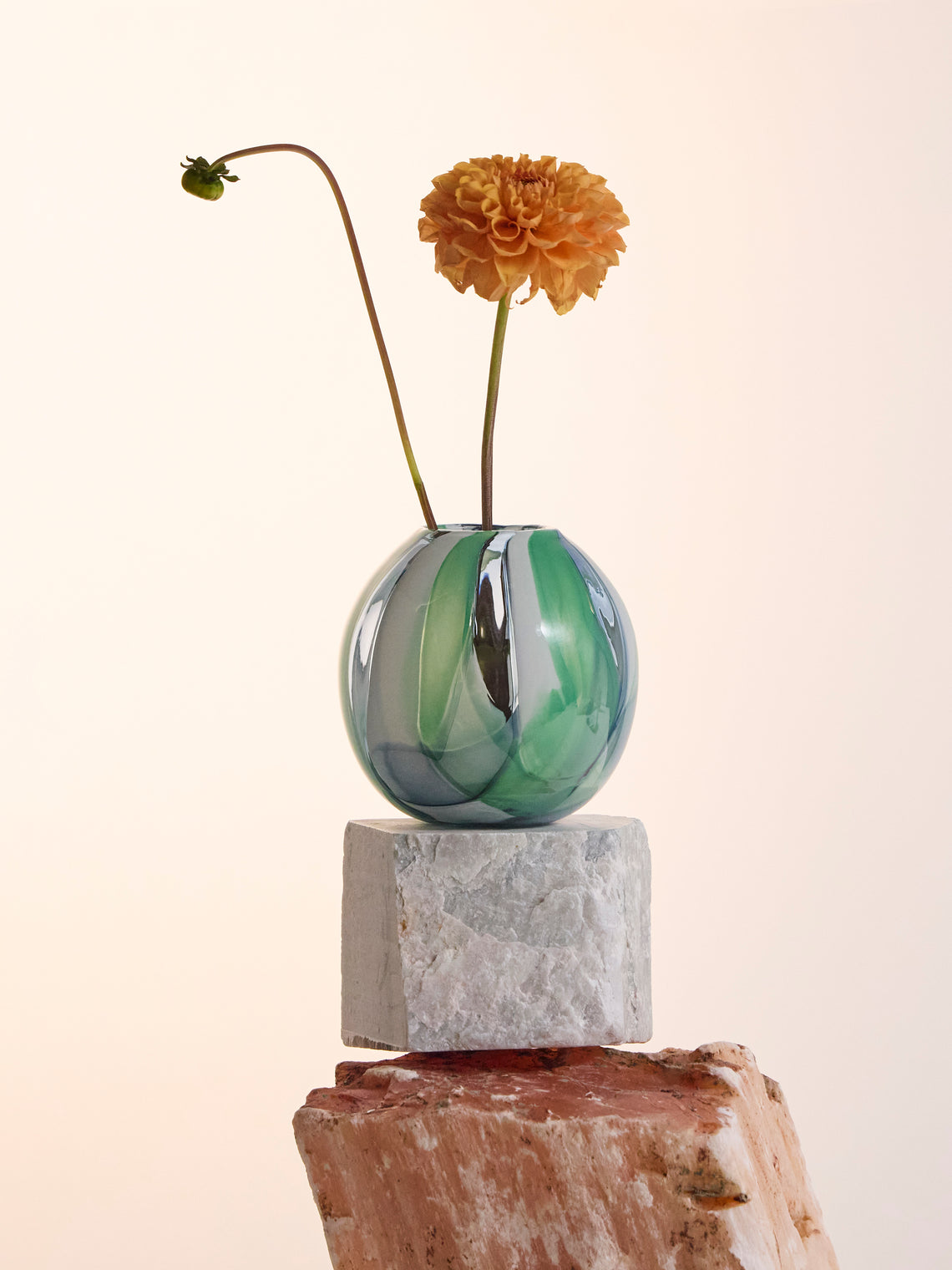 Moonarij - Babymoon Hand-Blown Glass Vase (4.5in/12cm) - Green - ABASK