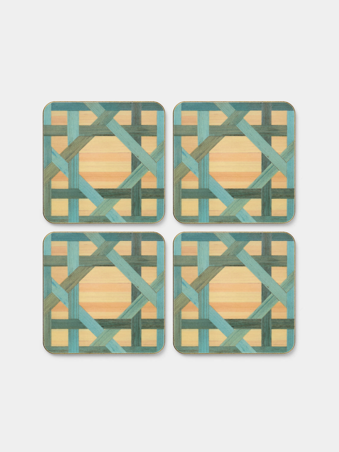 HestiaLiving - Epoch Wood Coasters (Set of 4) - Blue - ABASK - 