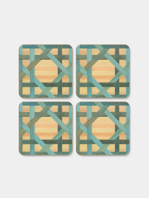 HestiaLiving - Epoch Wood Coasters (Set of 4) - Blue - ABASK - 