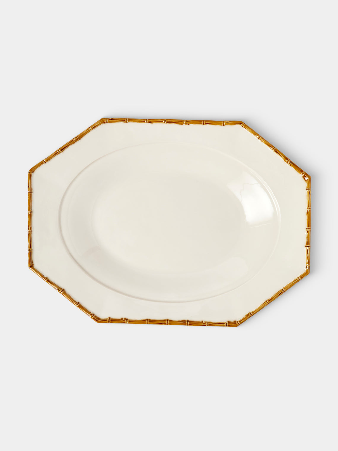 Verdolini - Bamboo Hand-Painted Ceramic Serving Platter - White - ABASK