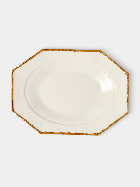 Verdolini - Bamboo Hand-Painted Ceramic Serving Platter - White - ABASK