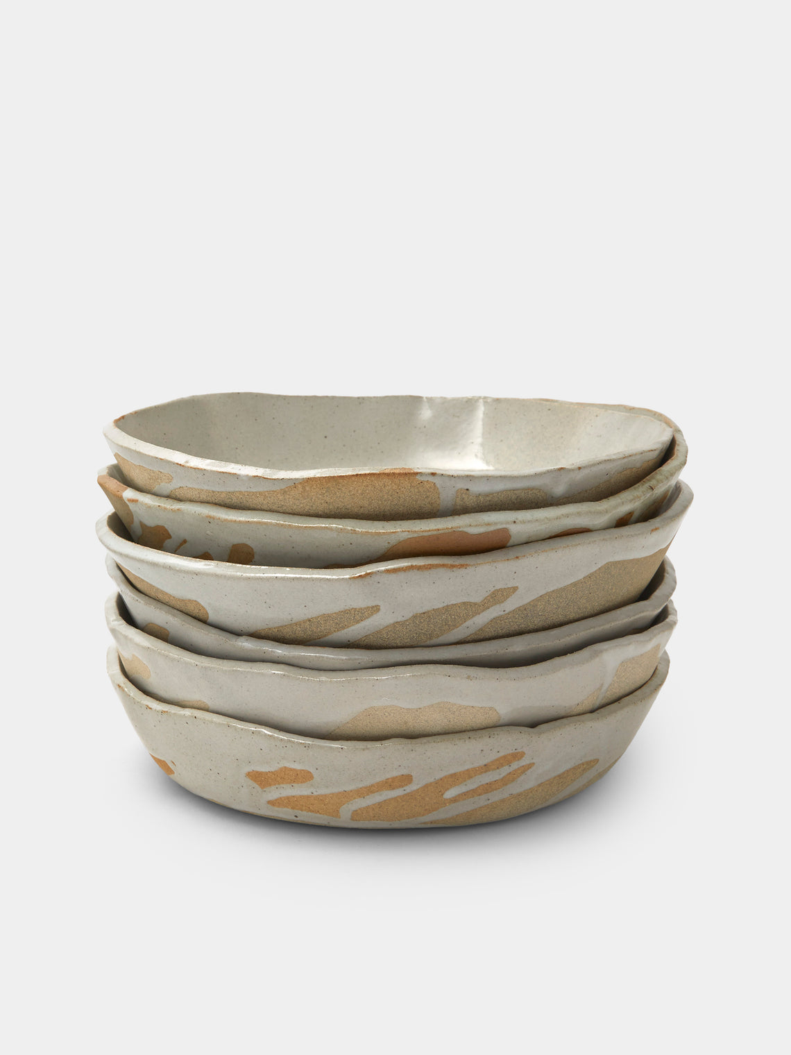 Estudio Vernís - Wood-Fired Stoneware Deep Dinner Plates 8in/21cm (Set of 6) - White - ABASK