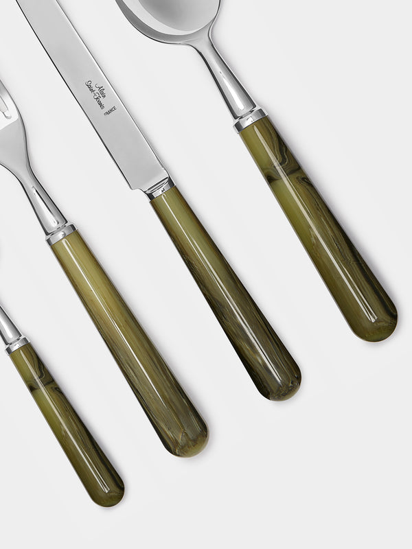 Alain Saint-Joanis - Marbled Resin Dinner Cutlery (Set of 4) - Green - ABASK
