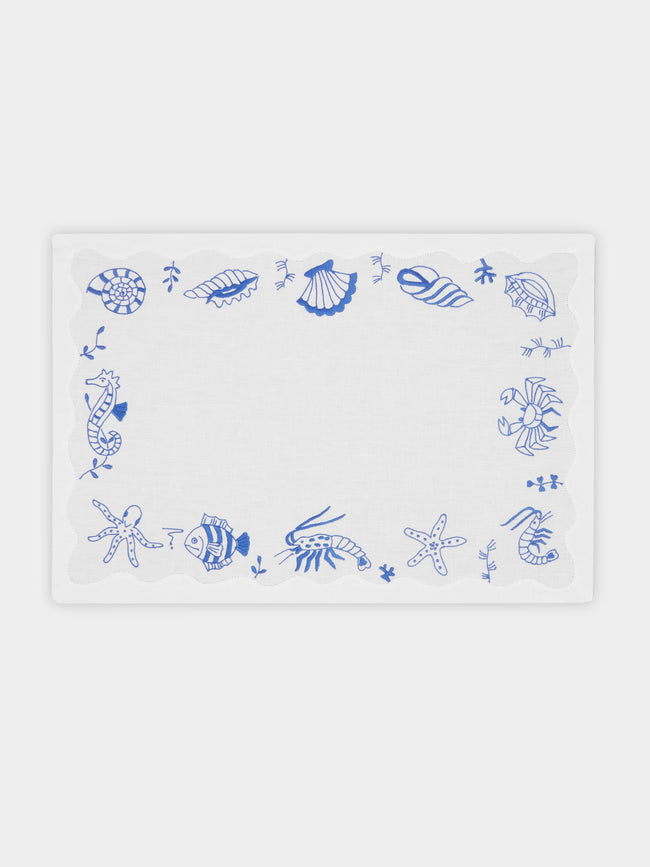 Taf Firenze - Sea Life Hand-Embroidered Linen Placemats (Set of 6) -  - ABASK - 