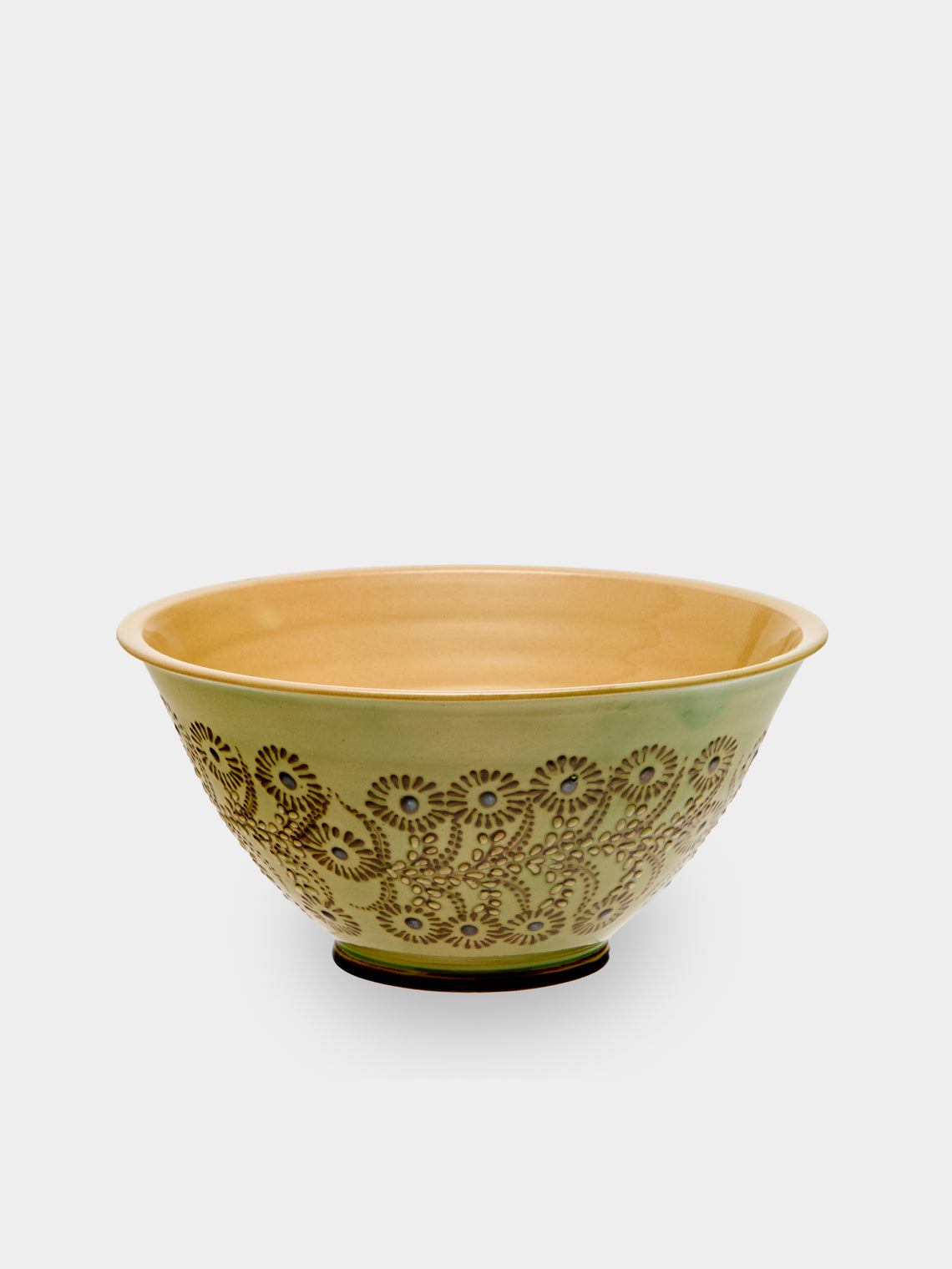 Poterie d’Évires - Flowers Hand-Painted Ceramic Petite Salad Bowl - Green - ABASK - 