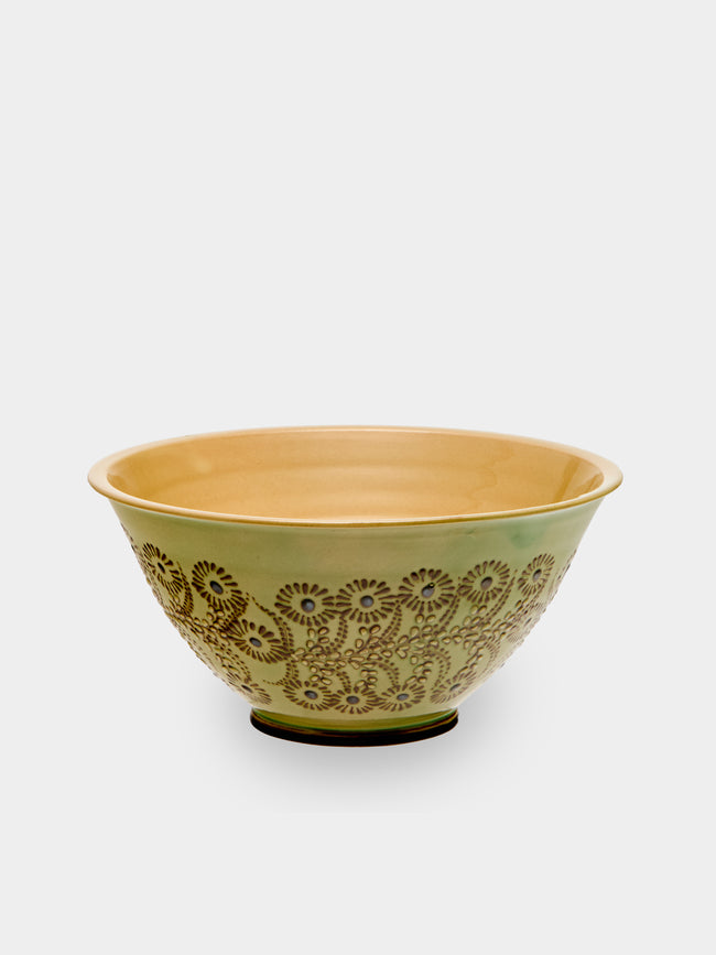 Poterie d’Évires - Flowers Hand-Painted Ceramic Petite Salad Bowl - Green - ABASK - 