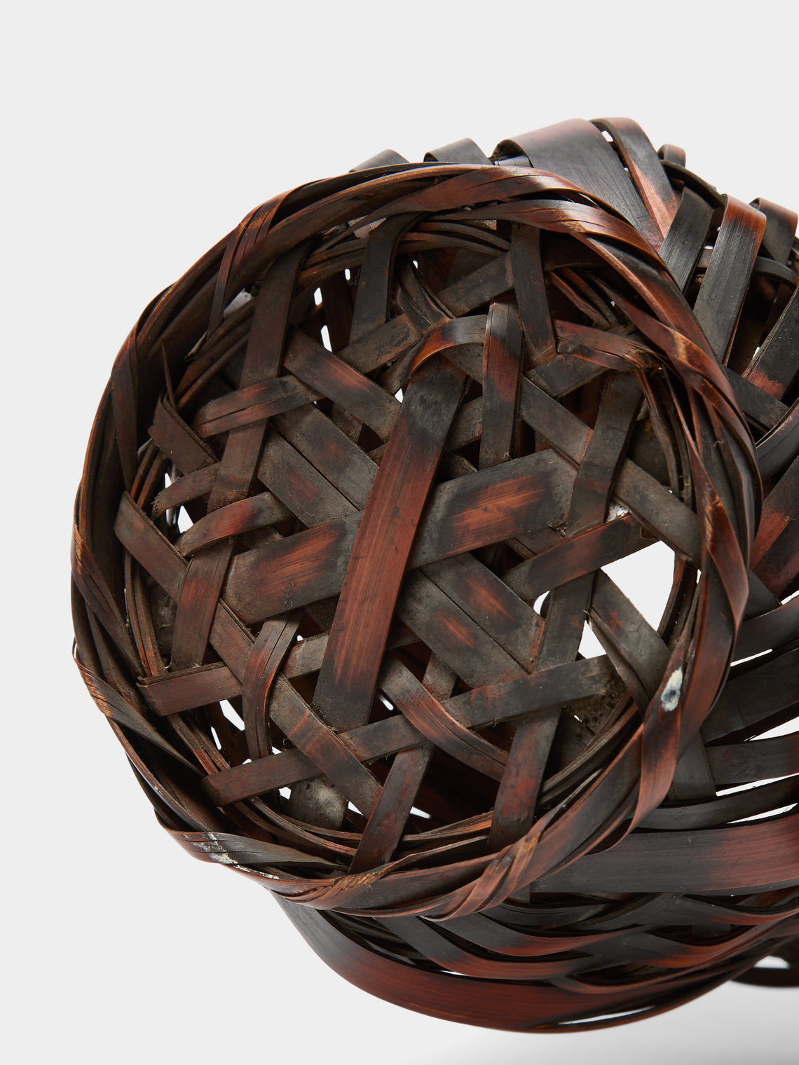 Antique and Vintage - Mid-Century Japanese Bamboo Ikebana Basket - Brown - ABASK