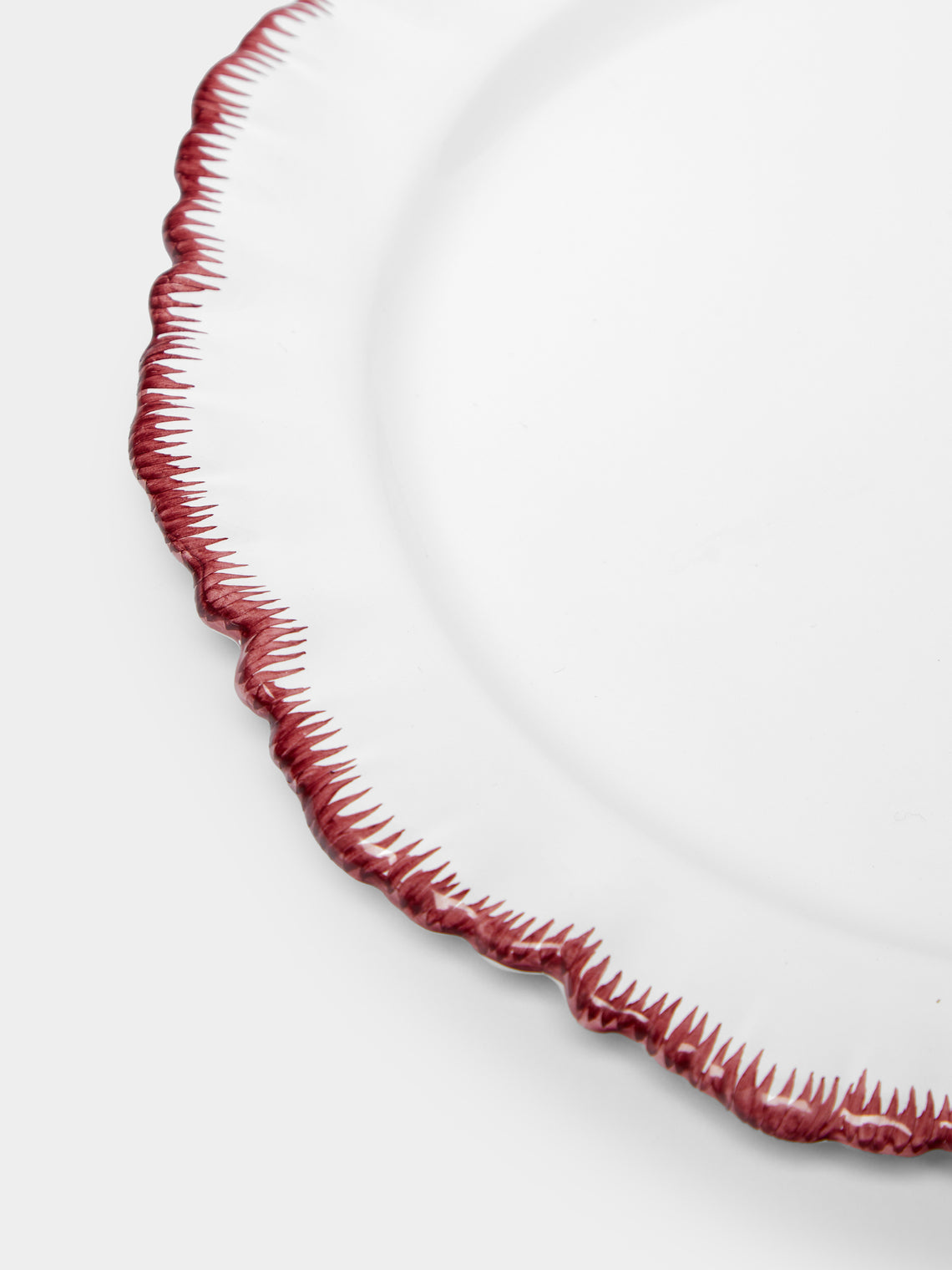 Combed Edge Hand-Painted Ceramic Dinner Plates – 10in/26cm (Set of 4)