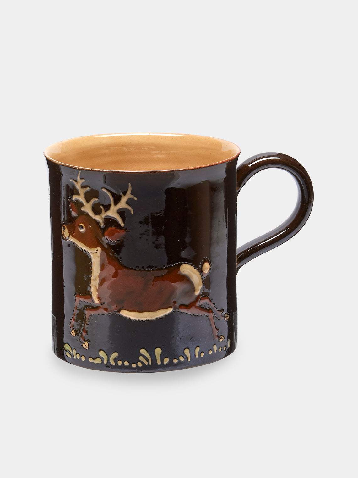 Poterie d’Évires - Animals Hand-Painted Ceramic Mugs (Set of 6) - Dark brown - ABASK