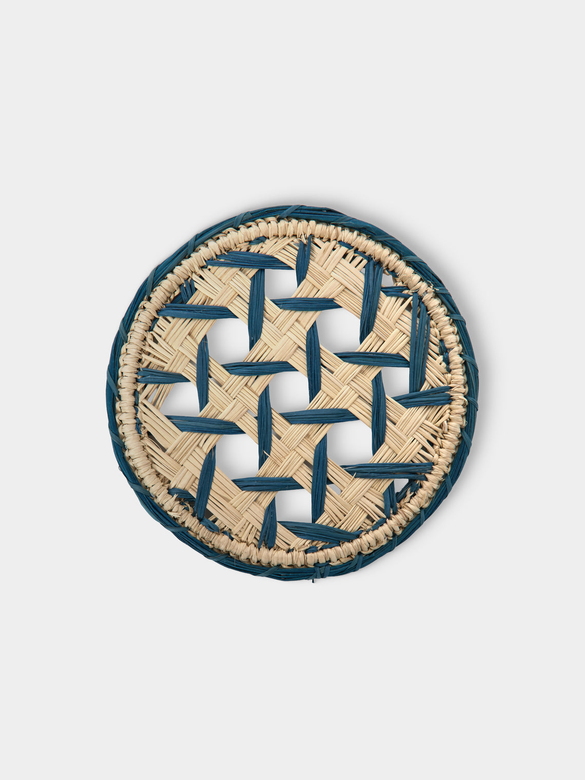 Artesanías del Atlántico - | Set of 6 | Espiga Handwoven Palm Coasters - Blue - ABASK